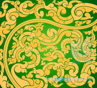 Gold Art Pattern On A Green Background Stock Image