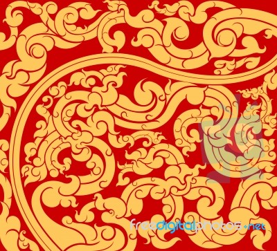 Gold Art Pattern On A Red Background Stock Image