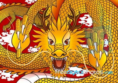 Gold Chinese Dragon Stock Image