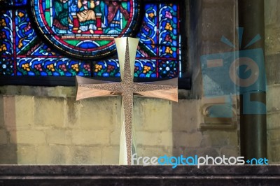 Gold Cross In Canterbury Cathedral Stock Photo