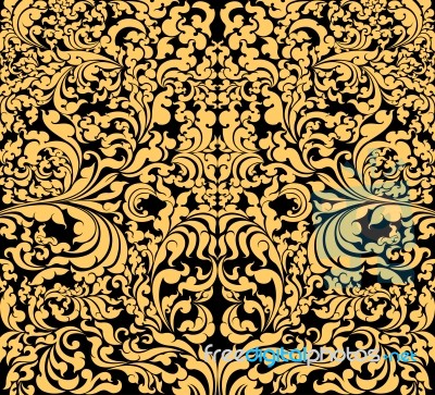 Gold Floral Art Pattern Stock Image