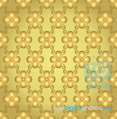 Gold Flower And Spiral Pattern Stock Image