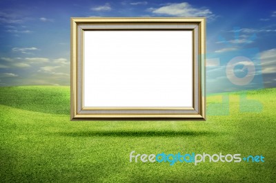 Gold Frame Grass Sky Stock Photo