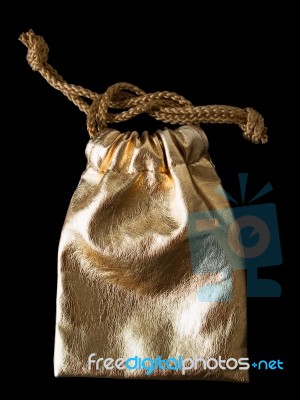 Gold Leather Bag Stock Photo