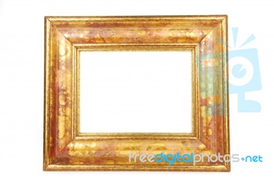 Gold Photo-frame On White Stock Photo