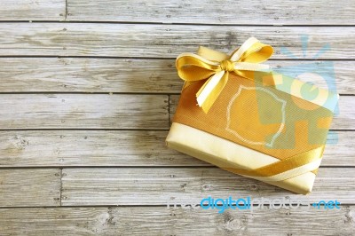 Gold Present Box Stock Photo