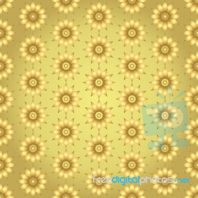 Gold Retro Flower Pattern On Gold Background Stock Image