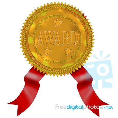 Gold Seal Red Ribbon Award Stock Image