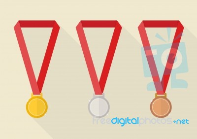 Gold Silver And Bronze Award Medals Stock Image