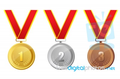 Gold Silver And Bronze Medal Stock Image