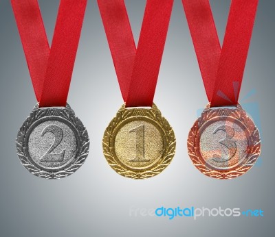 Gold Silver And Bronze Medals Stock Image