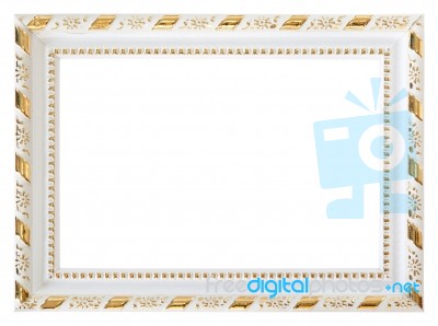 Gold Wood White Frame Stock Photo