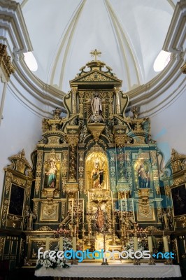 Golden Altar In The Church Of The Encarnacion In Marbella Stock Photo