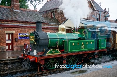 Golden Arrow At Sheffield Park Station Stock Photo