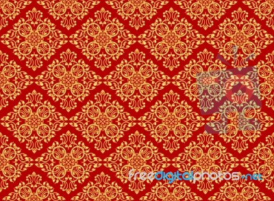 Golden Art Pattern On Red Background Stock Image