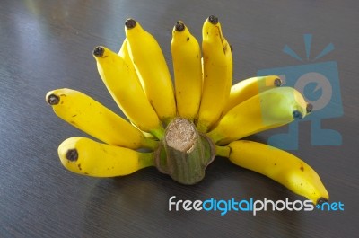 Golden Banana Bunch Stock Photo