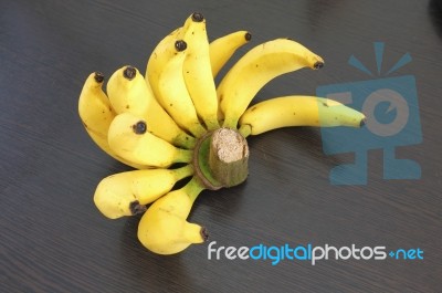 Golden Banana Bunch Stock Photo