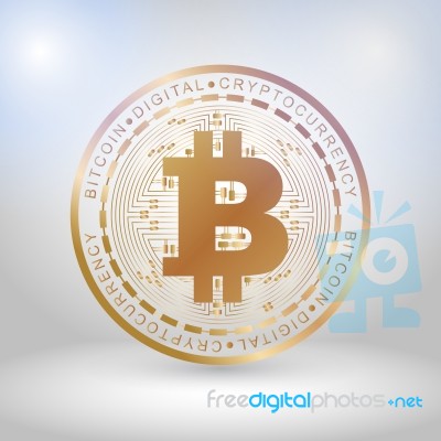 Golden Bit Coin Digital Currency Stock Image