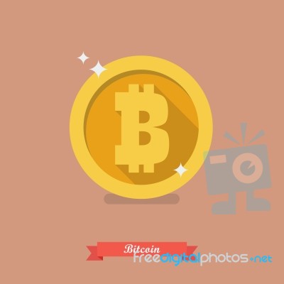 Golden Bitcoin Digital Currency Stock Image