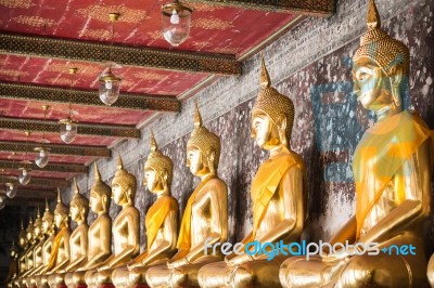 Golden Buddha Atwat Suthat Thepphawararam Is A Royal Temple  In Stock Photo