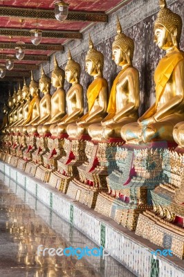 Golden Buddha Atwat Suthat Thepphawararam Is A Royal Temple  In Stock Photo