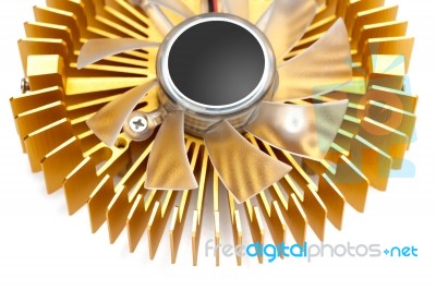 Golden Cooling Fan Stock Photo