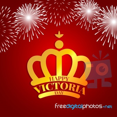 Golden Crown With Fireworks For Victoria Day Stock Image