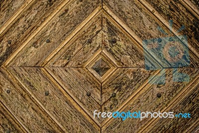 Golden Diamond Pattern Wooden Door Detail Background Stock Photo