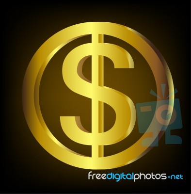 Golden Dollar Coin Stock Image