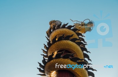 Golden Dragon Is A Symbol Of Wealth. Wat Thamai ,public Location… Stock Photo