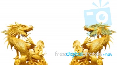 Golden Dragon Statue Stock Photo