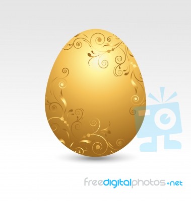 Golden Easter Egg On White Background Stock Image