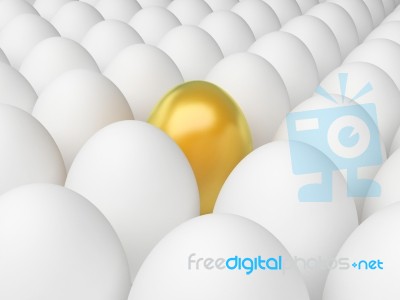 Golden Egg Indicates Odd One Out And Alone Stock Image