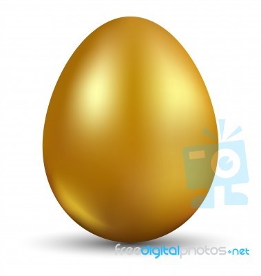 Golden Egg Isolated On White Background For Easter Day Stock Image