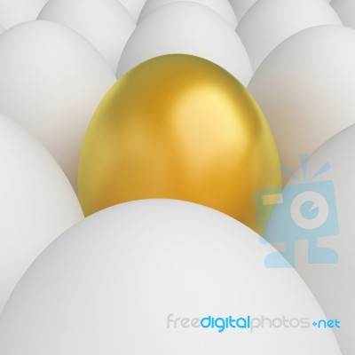 Golden Egg Means Odd One Out And Alone Stock Image