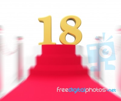 Golden Eighteen On Red Carpet Displays Celebrity Eighteenth Birt… Stock Image