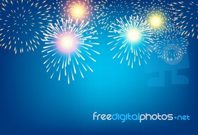 Golden Firework On Blue Background For Celebration Concept Stock Image