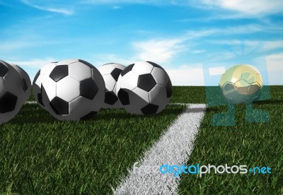 Golden Football On Soccer Field Stock Image