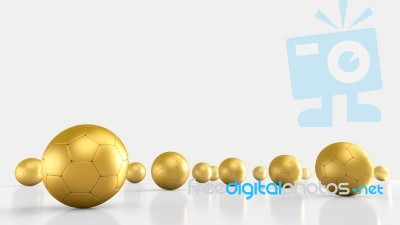 Golden Footballs On White Background.3d Rendering Stock Image