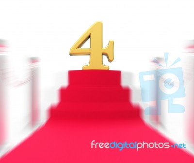 Golden Four On Red Carpet Displays Elegant Film Event Or Celebra… Stock Image