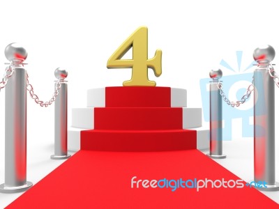 Golden Four On Red Carpet Shows Elegant Film Event Or Celebratio… Stock Image