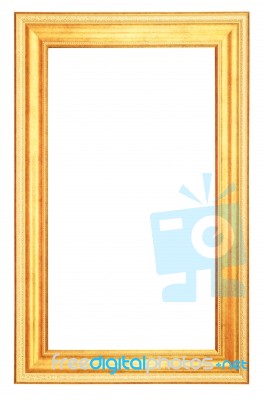 Golden Frame Isolated On White Background Stock Photo