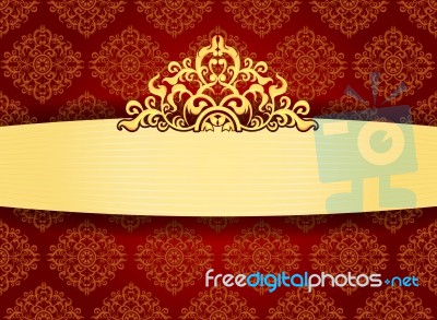 Golden Frame With Pattern Wallpaper Stock Image