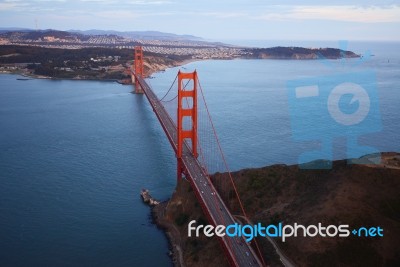 Golden Gate Bridge Aerial View Stock Photo