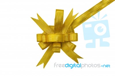 Golden Gift Bow Stock Photo