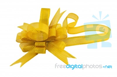 Golden Gift Ribbon Bow Stock Photo