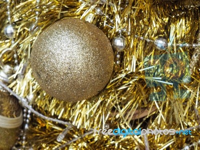 Golden Glitter Christmas Ball Decoration. Christmas And Happy Ne… Stock Photo