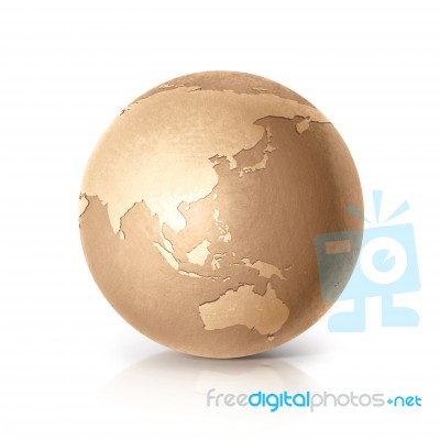 Golden Globe 3d Illustration Asia & Australia Map Stock Photo