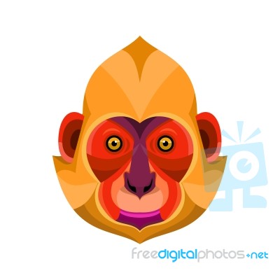 Golden-headed Langur Flat Icon Stock Image