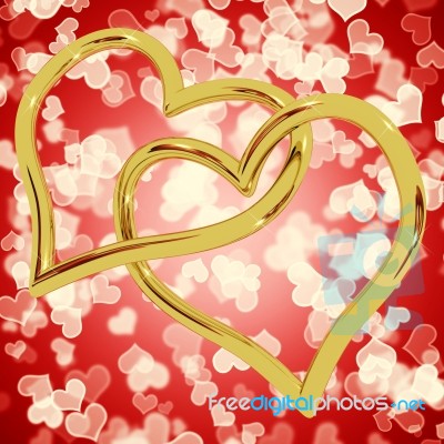 Golden Heart Shaped Stock Image